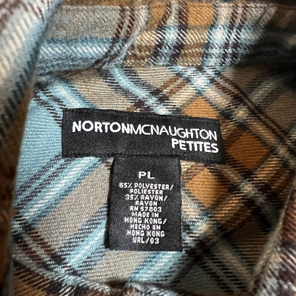 Norton Mcnaughton Petites Western Plaid Flannel Button Up Shirt Jacket Size PL - Picture 4 of 11